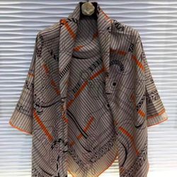Auth New Hermes 140 Panoplie Equestre Eyeliner  Cashmere Shawl Scarf
