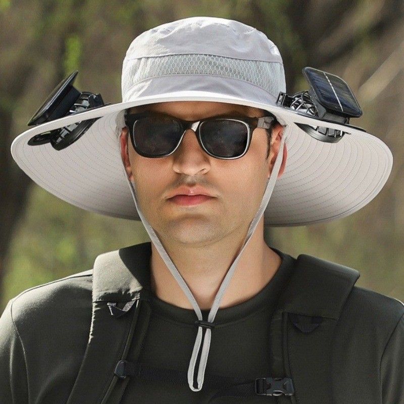 Sunshade Hat with Cooler, Novel & Practical Wide Outdoor Hat with 3 Speed Adjustable Solar Fan