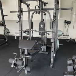 Vesta Fitness Smith Machine 1001 w/Bench Attachment | 245lb Cast Iron Olympic Weights | 7ft Olympic Bar | Fitness | Gym Equipment | FREE DELIVERY 🚚 