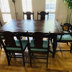 Antique True Vintage Solid Wood Dining Table, China Cabinet, and Hutch Set!