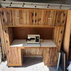 Solid Wood Sewing Cabinet with Power