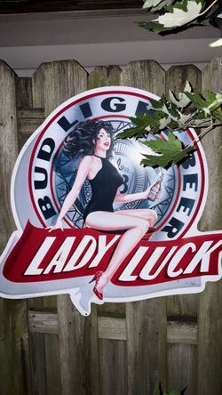 Bud Light Lady Luck Metal Beer Sign