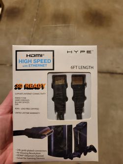 Hype brand HDMI cable features a 6-foot length and supports 3D video https://offerup.com/redirect/?o=Y2FwYWJpbGl0aWVzLkl0 is designed with 24k gold-pl