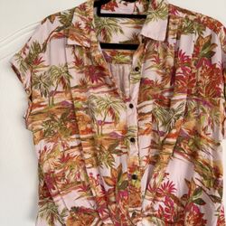 Women’s Tropical Print Blouse – Size L