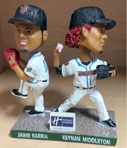 Young Guns" Double Bobblehead featuring minor league baseball players Jaime Barria and Keynan Middleton.