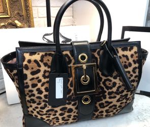 authentic Gucci ‘Lady Buckle’ handbag in calf hair leopard