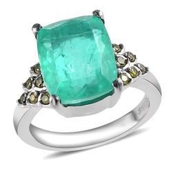 Emeraldine Quartz Green Diamond Ring (Size 9)