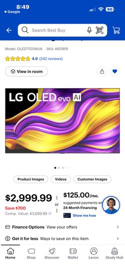 LG G5 83 Inch One Years Manufacturer Warranty