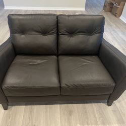 Brown Leather Loveseat