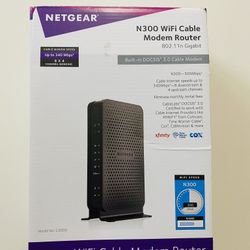 Netgear WIFI Cable Modem-Rauter. Barely used. Like new condition. Up to 340 Mbps.  Still in original packaging. I sold my second house, where it was u