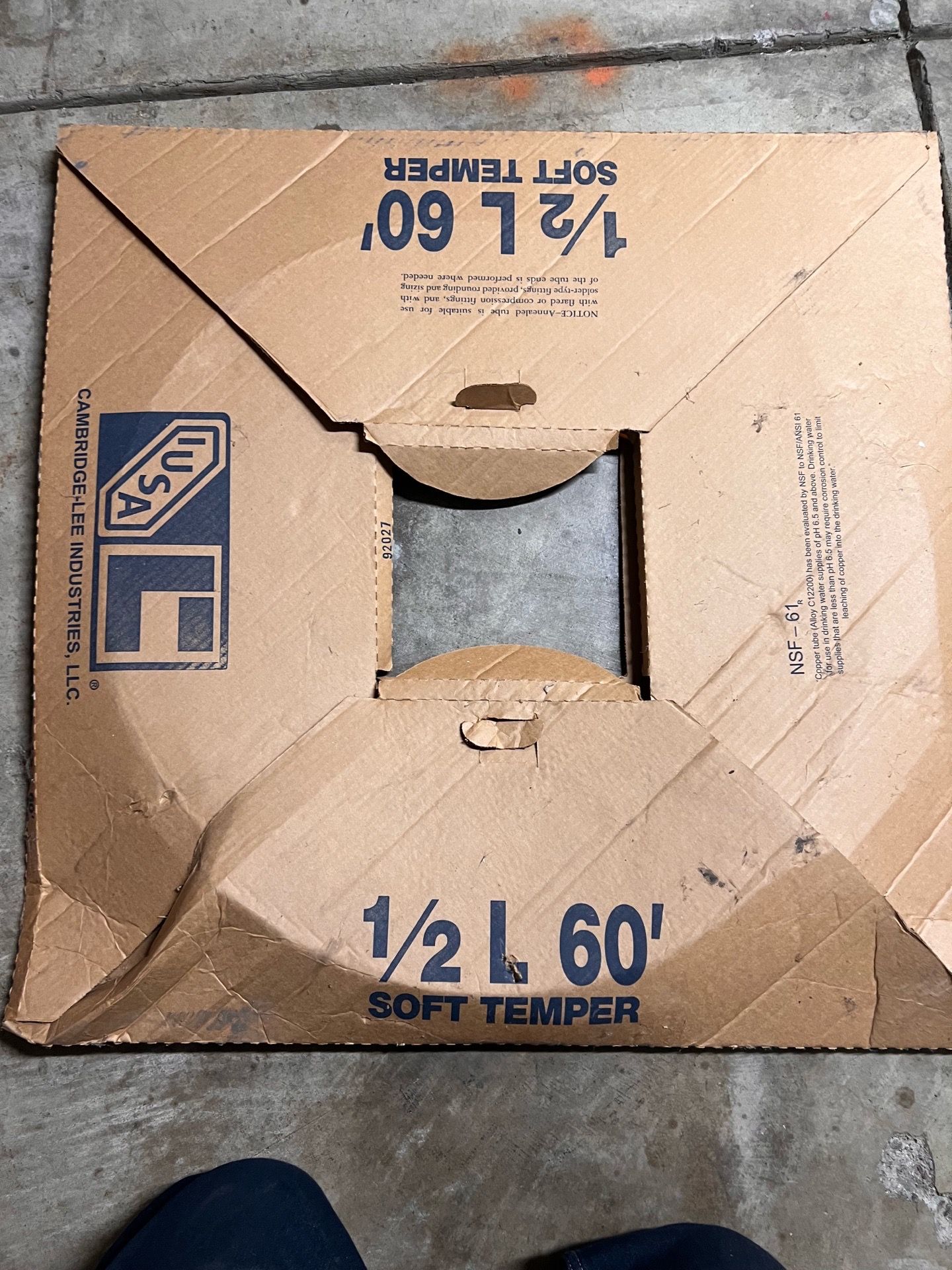 1/2” x 60’ soft copper type L