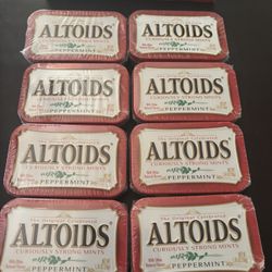Eight 1.76 Oz Containers Of Altoids. Peppermint 