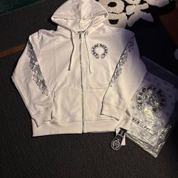 White Chrome Hearts Zip Up Size M