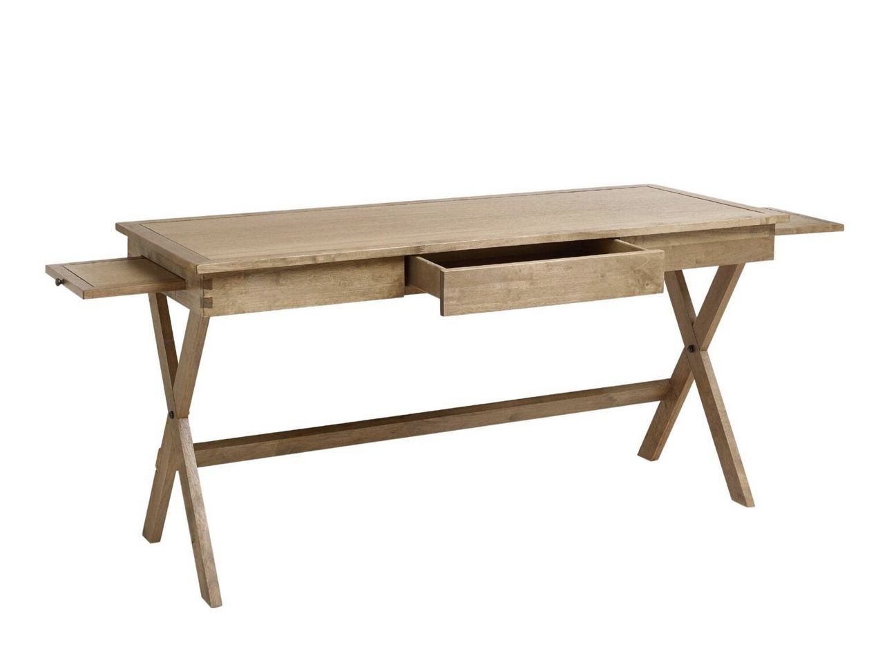 Beautiful Light Walnut Desk With Tweed Chair