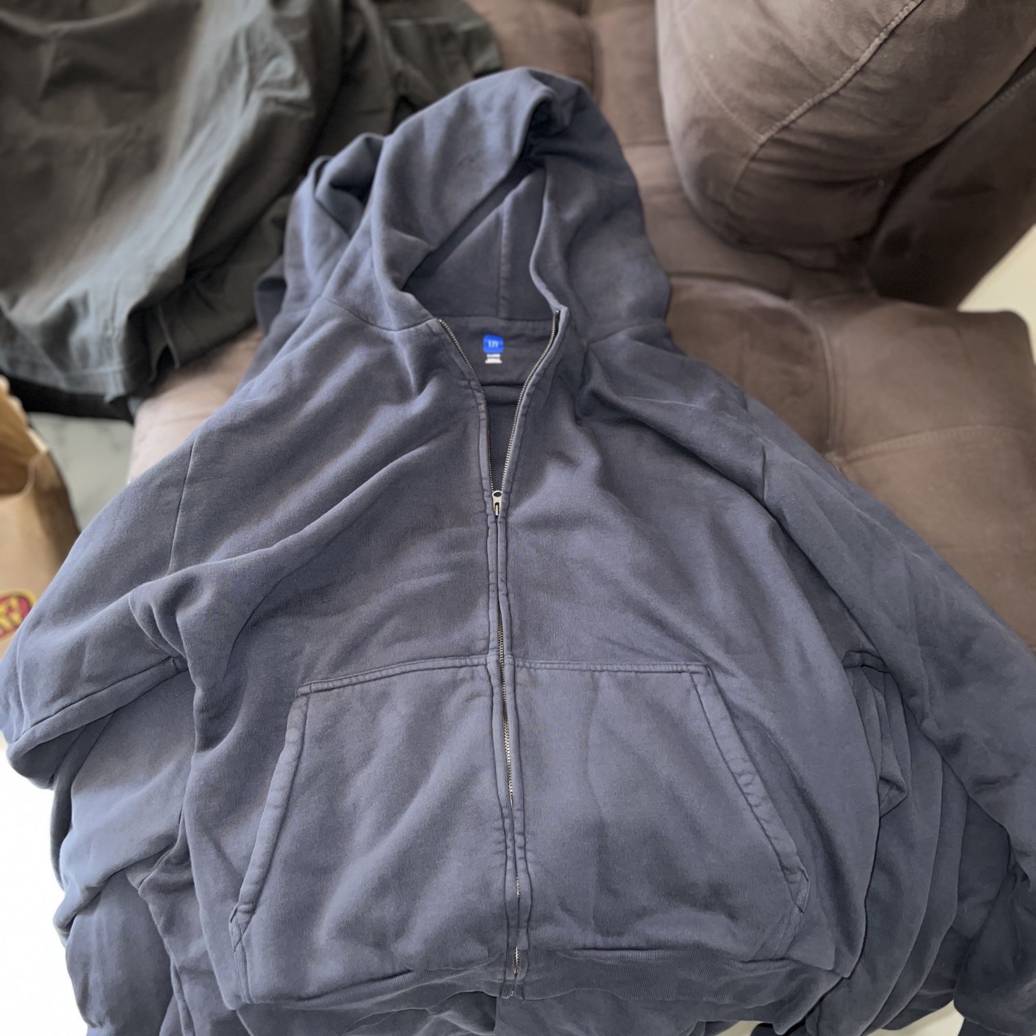 Yeezy Gap Hoodie Navy Blue Zip Up Zipper Blank Size XL Unreleased 