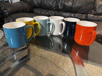 Set of 6 Colorful Ceramic Coffee Mugs – Modern Bright Colors