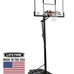 Lifetime 7.5ft. - 10ft. Adjustable Height 54 inch Steel-Framed Shatterproof Outdoor Portable Basketball System