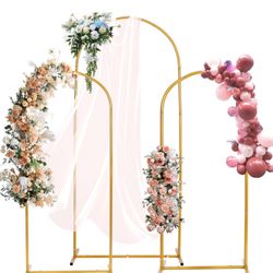 Liacere Gold Metal Arch Backdrop Stand Set of 3 Arched Door Frame 6FT/5FT/4FT for Wedding Parties Birthday Graduation Anniversary Celebration Opening 