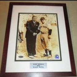 Yogi Berra w/ Babe Ruth Signed Steiner Sports Framed Rookie Photo Yankees Baseball