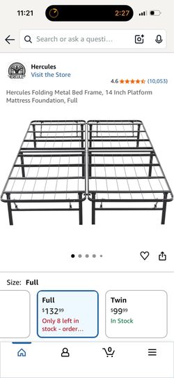 Full Size Hercules Folding Metal Bed Frame – 14 Inch Platform Foundation