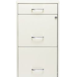 Hirsh - Metal 3-Drawer Organizer File Cabinet with Pencil Drawer - Pearl White #648