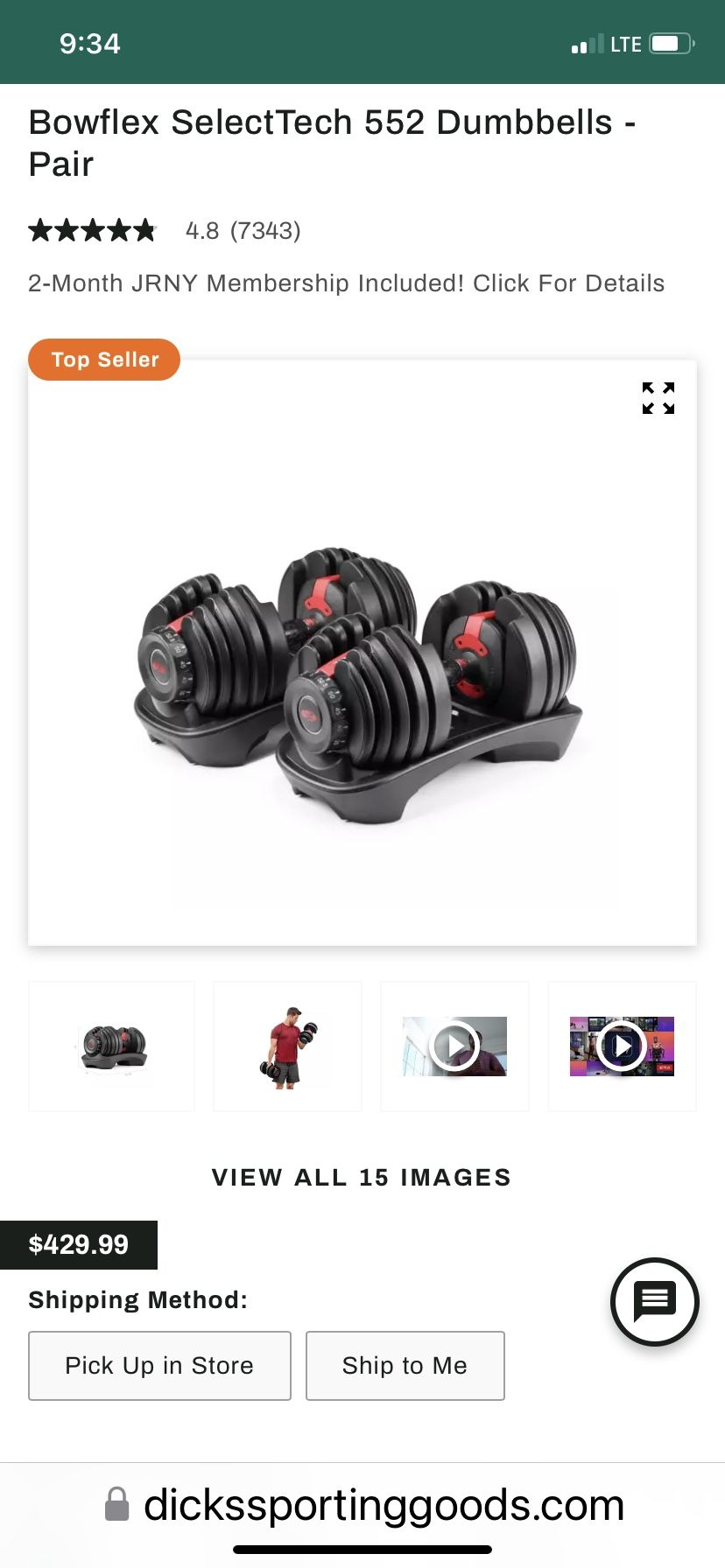 NEW BOWFLEX 552 ADJUSTABLE DUMBBELLS IN ORIGINAL FACTORY BOX