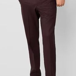 JF J. Ferrar Ultra Comfort Mens Stretch Fabric Slim Fit Flat Front Burgundy Pant Size 32x34 New With Tags!