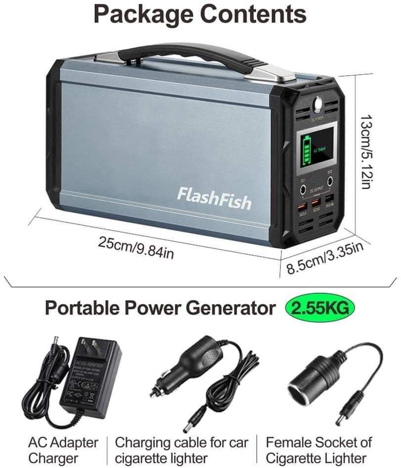Flashfish 300W Portable Power With Foldable Solar Flex 30W Charger