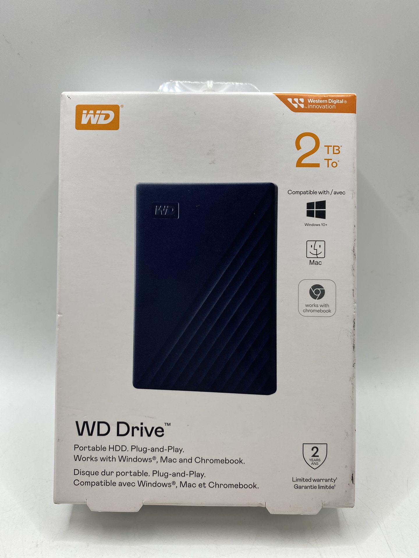 Western Digital WD External 2TB Hard Drive for Chromebook & Mac NEW