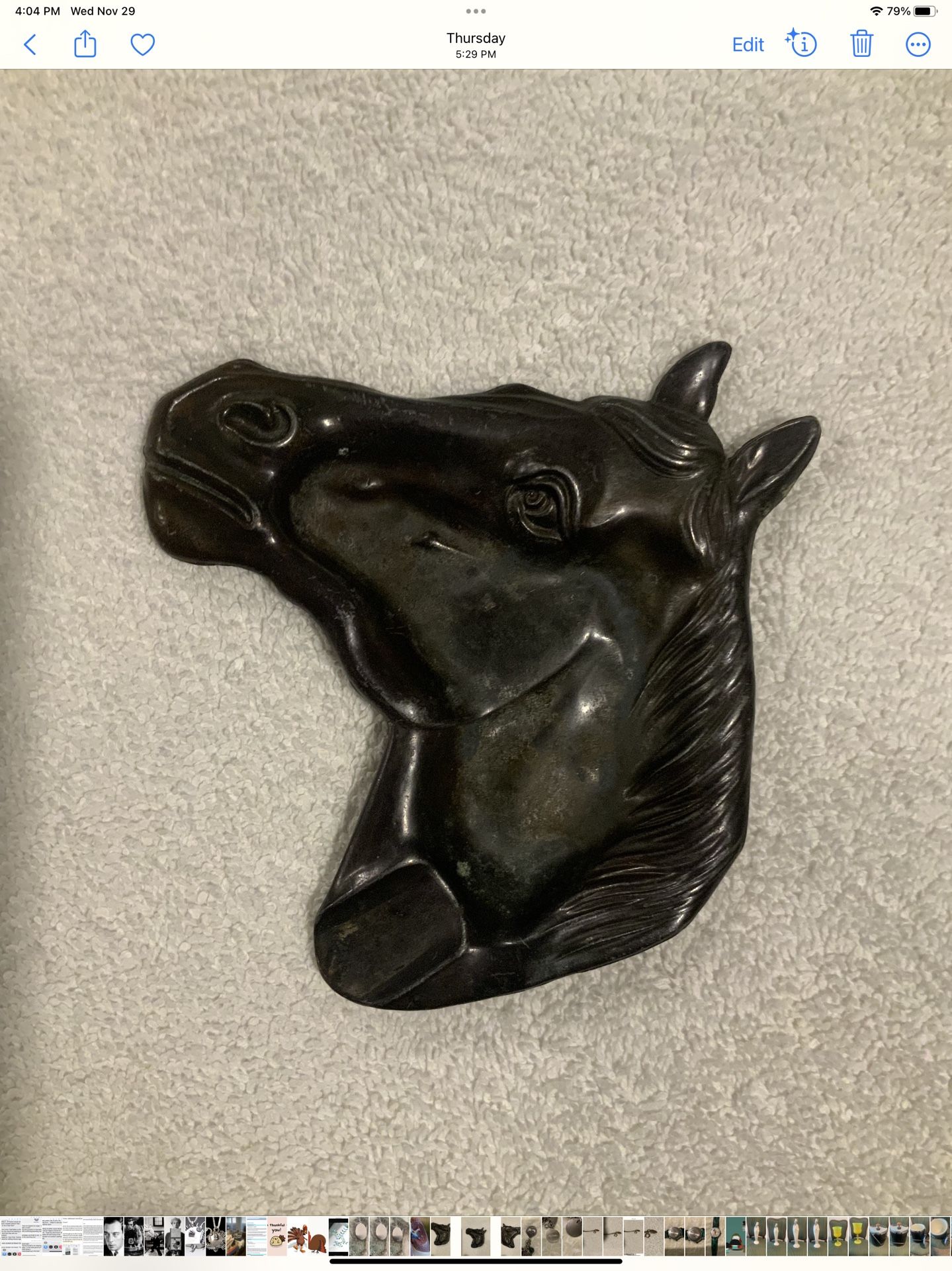 One Butt Cigarette -horsehead-Shaped Iron Ashtray.  $25