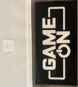 Game On Wall Sign Black and White