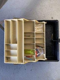 fish rod and fishing things and box