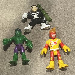 Imaginext lot of 3 Marvel figure Hulk & Punisher & DC Comics Firestorm