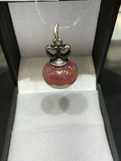 James Avery pink iridescent two hearts finial charm