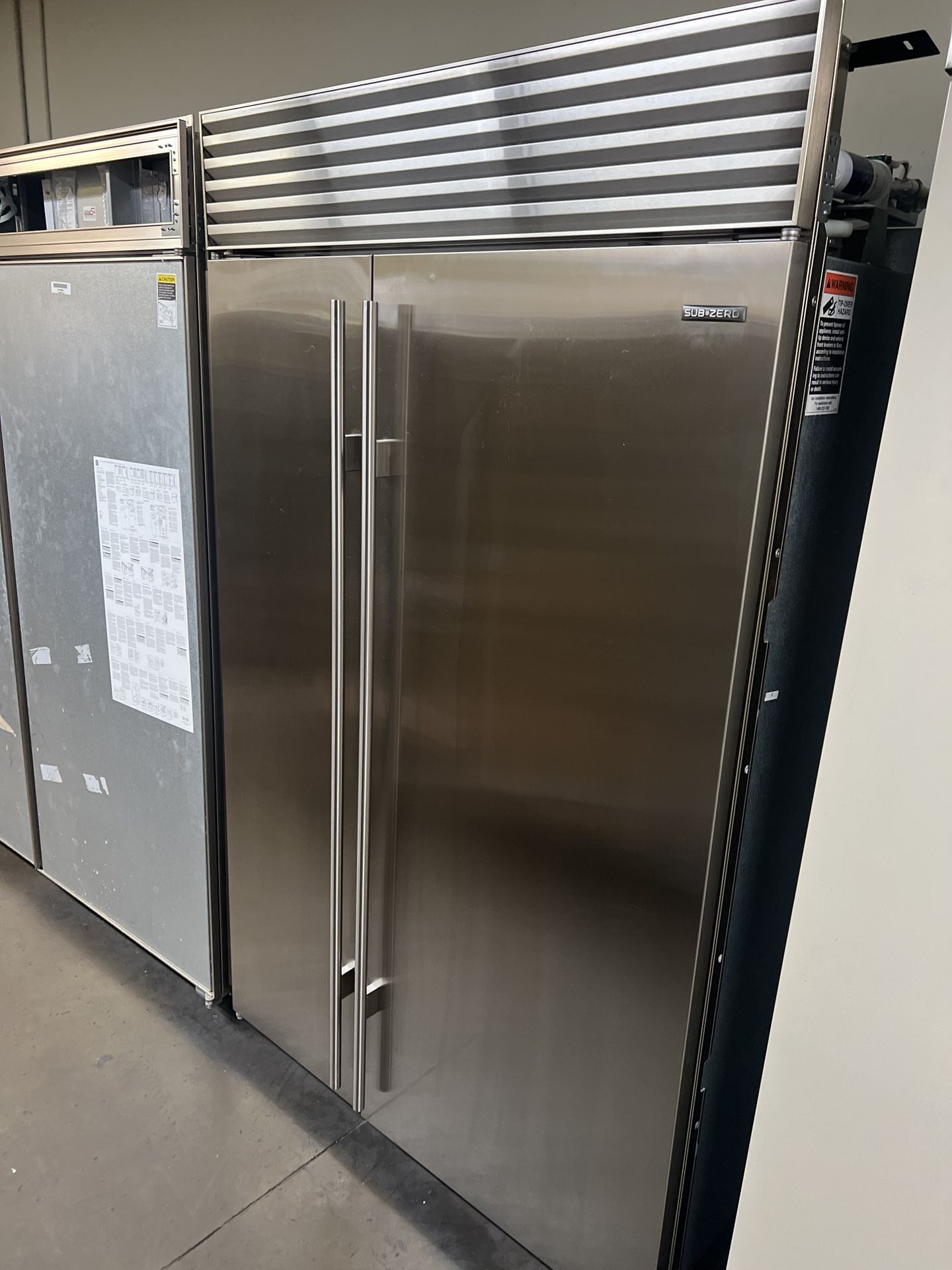 SUB ZERO 48”WIDE BUILT IN STAINLESS STEEL SIDE BY SIDE REFRIGERATOR