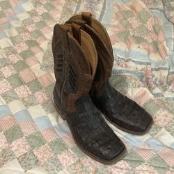 Mens Oil Brown Caiman Boots Size 9 