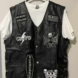 Black Label Society Mens Faux Leather Biker Vest