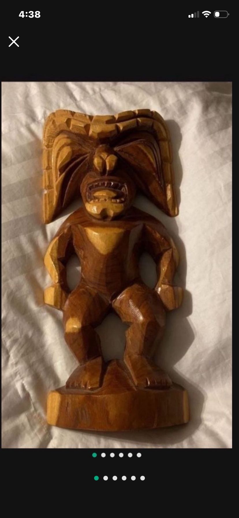 Rare Unique Hand Carved Hawaiian Artist Signed Tiki Doll Lahaina Maui 2014