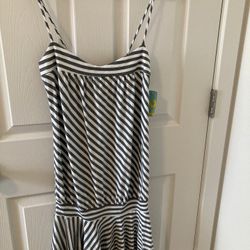 Forever 21 White/Grey Stripes Dress/Top/Tunic