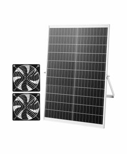 Solar Powered Fan, 30W Solar Panel with 2 Fans