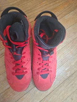 Air Jordan 6 Red Suede High-Top Sneakers