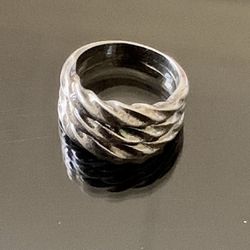 Vintage 925 Silver Twisted Rope Band Ring Size 4.5