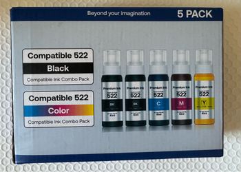 Premium Ink 522 Refill Bottle 5-Pack for Epson Black Cyan Magenta Yellow