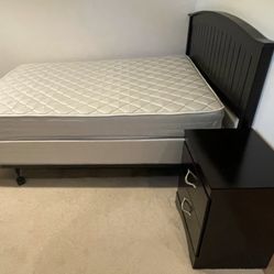 Full Size Bed Headboard, Nightstand And Foundation And Mattress.