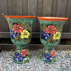 Mexican Talavera Mayólica Urns Planters, Pottery, Clay Pots.