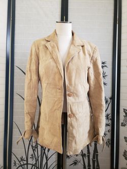[American Flirt] Soft Beige Suede Leather Jacket