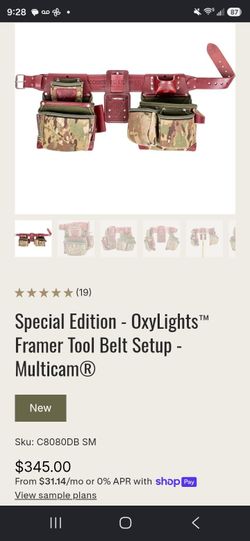 Occidental Leather Special Edition - OxyLights™ Framer Tool Belt Setup - Multicam Size Large
