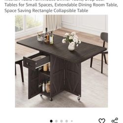 Dining Table for 4, Folding Dining Table Foldable Kitchen Table Farmhouse Dinner Table, Drop Leaf Tables for Small Spaces, Extendable Dining Room Tabl