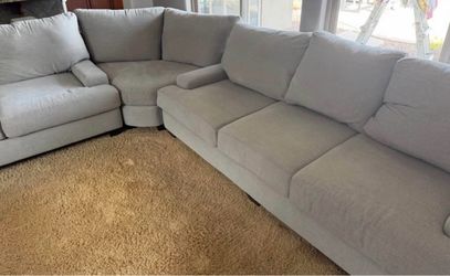 Large Gray Fabric Sectional Sofa