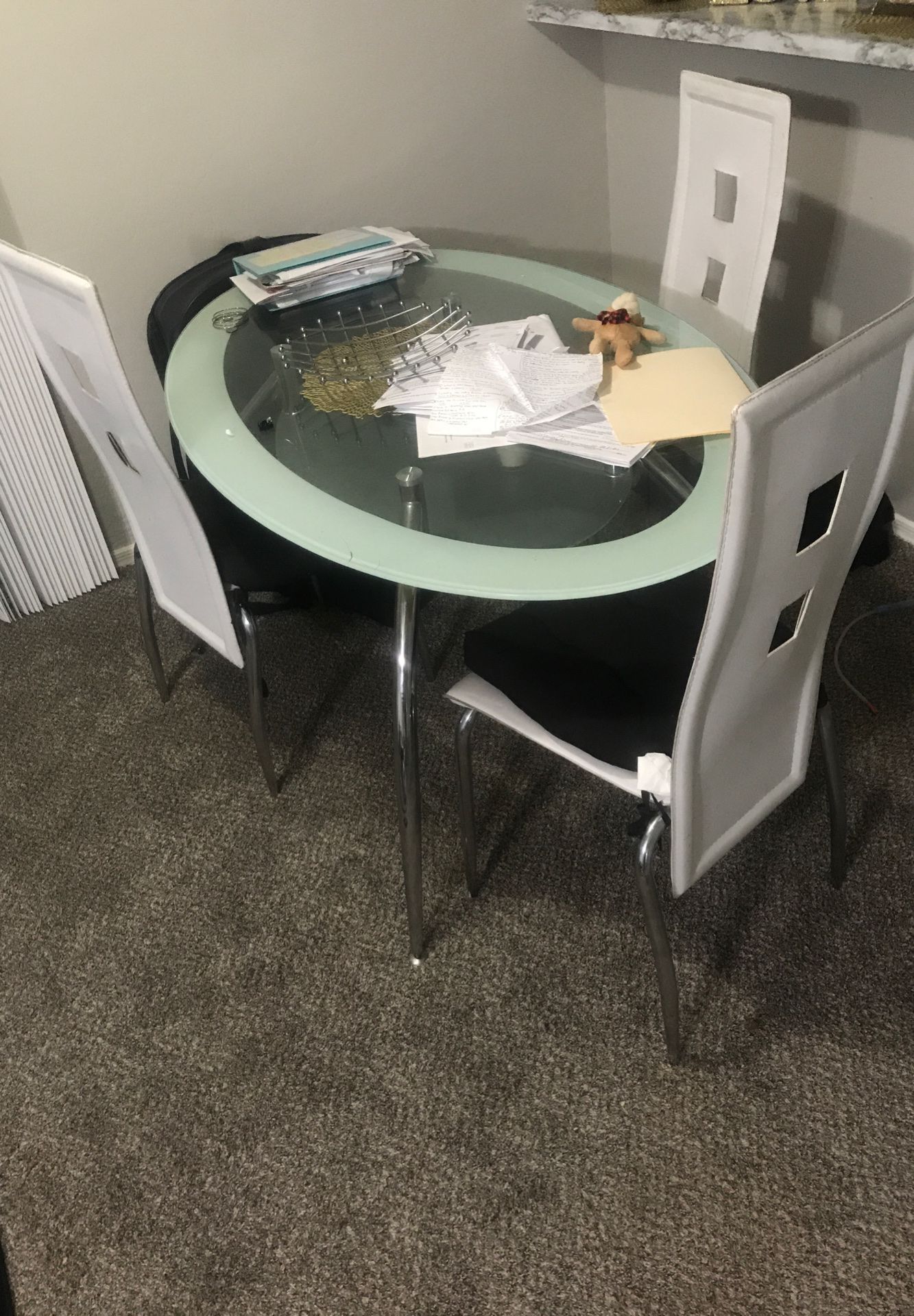 White Glass dining table